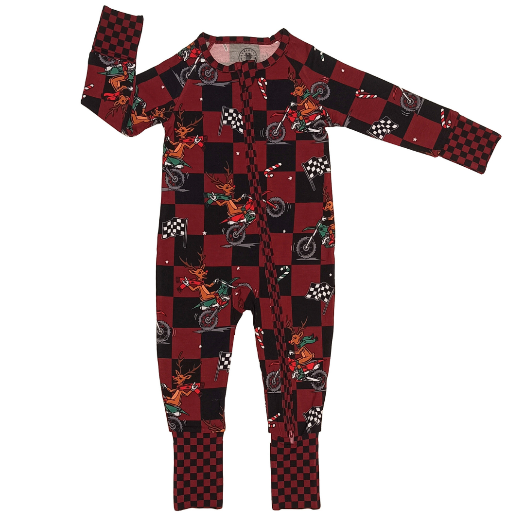 Rudolph The Red Nose Racer Zip Up Pajamas