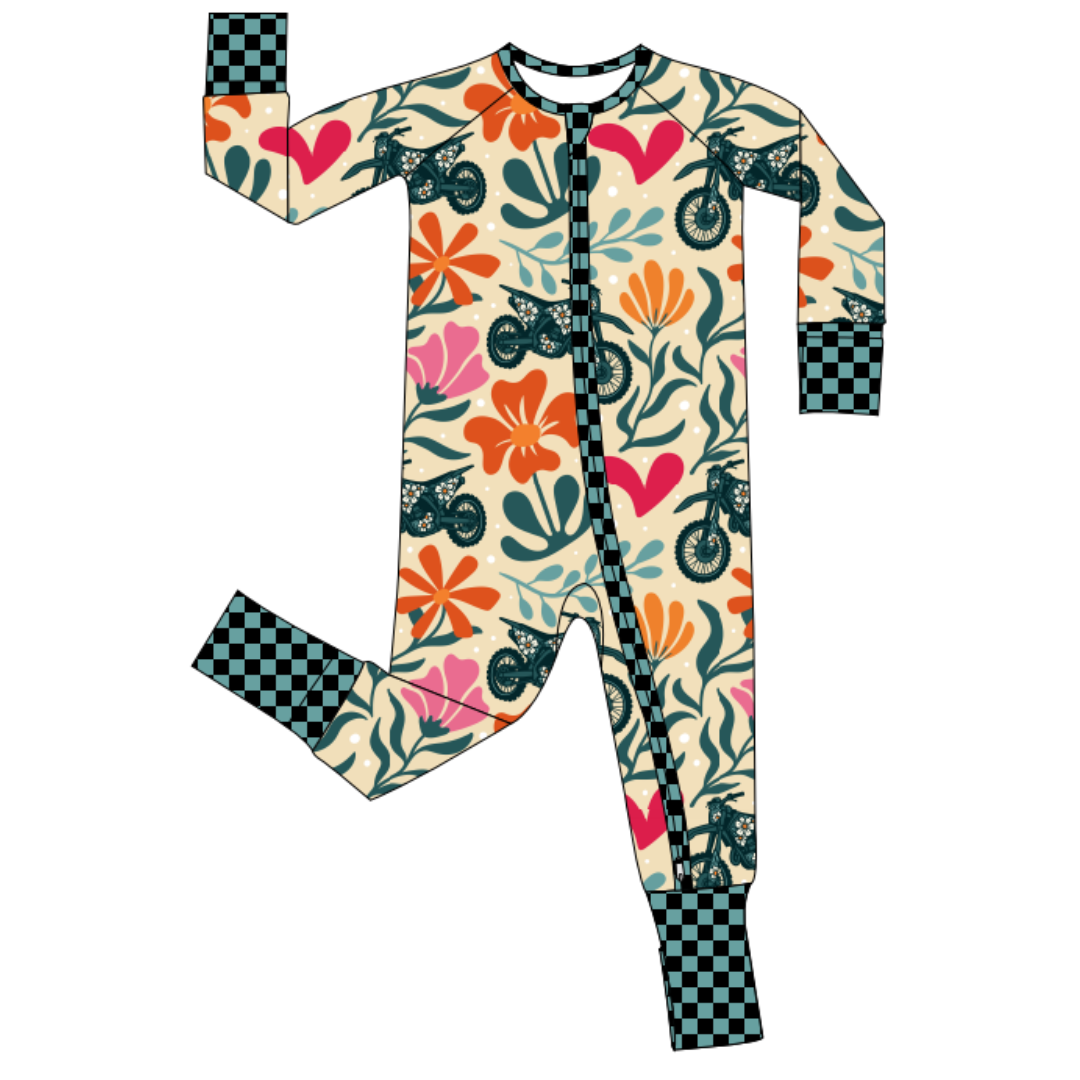 Flower Power Zip Up Pajamas  / PREORDER: est shipping Nov 16 - Dec 9