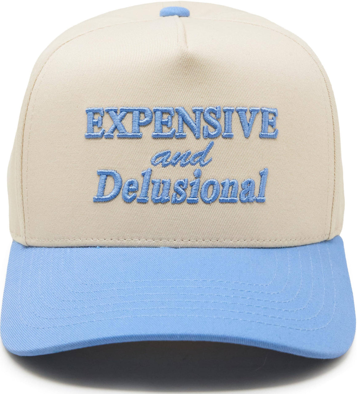 Retro Two Tone Cap - Expensive & Delusional-Light Blue/Beige