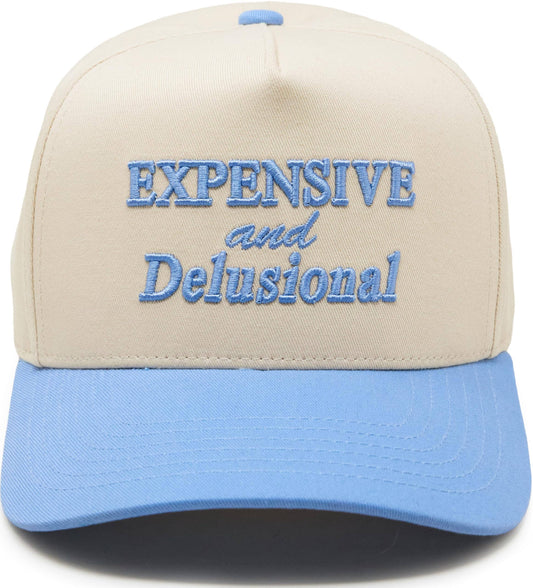 Retro Two Tone Cap - Expensive & Delusional-Light Blue/Beige