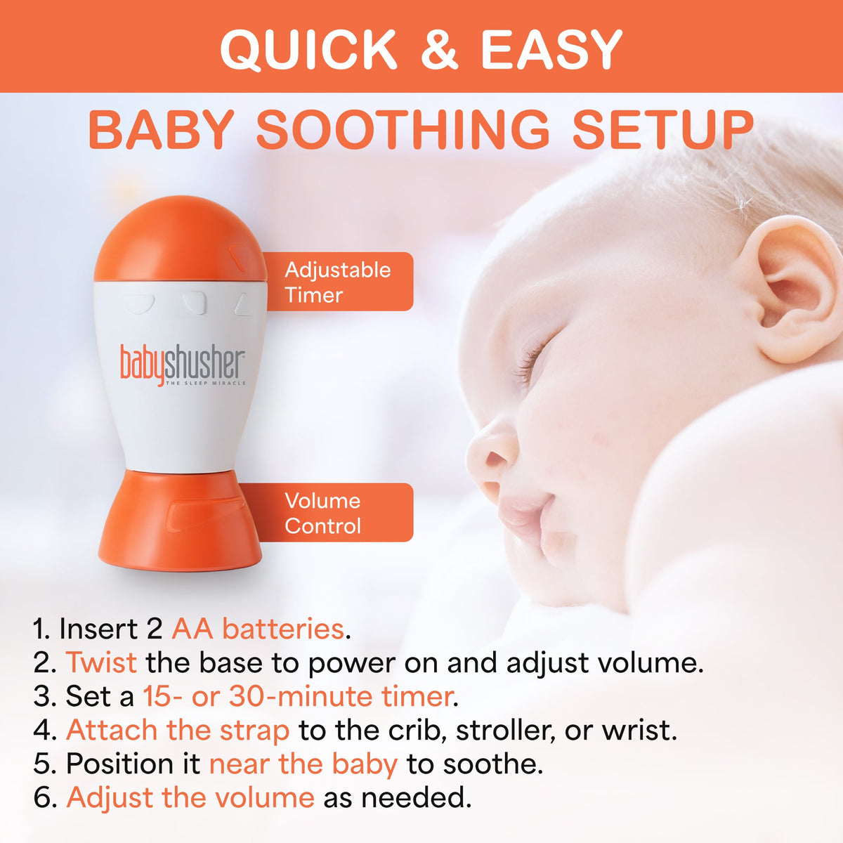 Baby Shusher Sound Machine – Real Human Shushing Sound for Newborn Sleep & Soothing